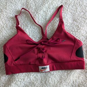 Nike Red Lace-Up Front Strappy Back Sports Bra - S (32A/B)